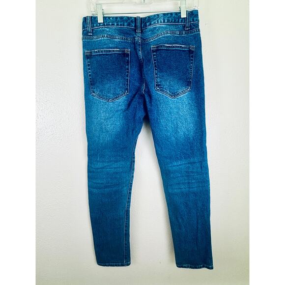 Forever 21 Men's Moto Distressed Skinny Jeans Size 30 x 30 Vintage blue - Picture 2 of 5